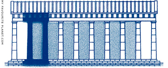 Drawing of the side of the Temple of Athena Polias of the Pergamon Acropolis at My Favourite Planet