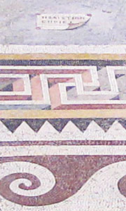 Position of Hephaistion's signature on the floor mosaic of Pergamon Palace V at My Favourite Planet