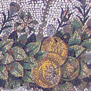 Fruit and foliage on the floor mosaic of Pergamon Palace V at My Favourite Planet