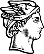 Winged head of Hermes, symbol of the Greek postal service at My Favourite Planet