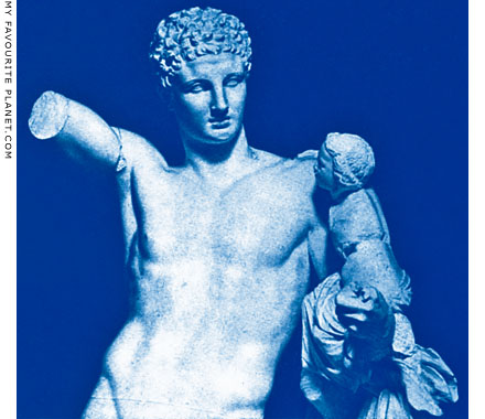 Statue of Hermes carrying the infant Dionysos in Olympia Archaeological Museum, Greece at My Favourite Planet Statue of Hermes carrying the infant Dionysos in Olympia Archaeological Museum, Greece at My Favourite Planet