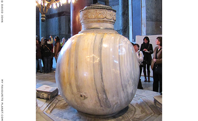 Enormous marble lustration urn from Pergamon, now in the Hagia Sofia, Istanbul, Turkey at My Favourite Planet