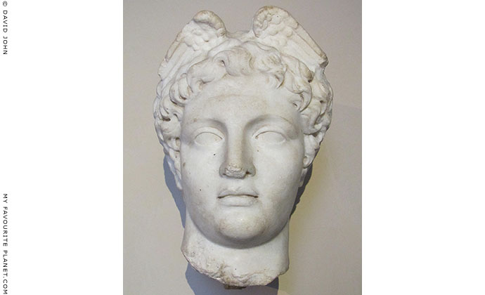Marble winged head of Hermes after Polykleitos, from Pergamon, Turkey at My Favourite Planet