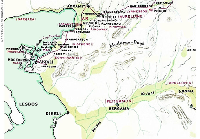 Map of the area around Bergama (Pergamon) and the Kaikos River, Turkey by Theodor Wiegand at My Favourite Planet