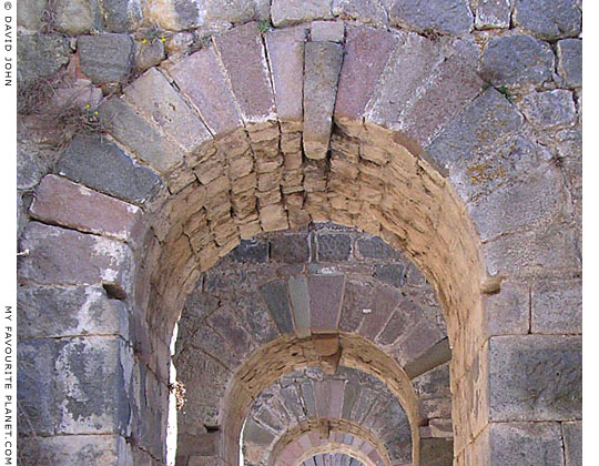 The stonework of one of the arched tunnels supporting the Trajaneum, Pergamon Acropolis at My Favourite Planet