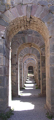 An arched tunnel beneath the Temple of Trajan, on the Pergamon Acropolis at My Favourite Planet