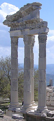 Corinthian columns of the Trajan Temple, Pergamon Acropolis, Turkey at My Favourite Planet