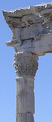 A Corinthian column of the Trajan Temple, Pergamon Acropolis, Turkey at My Favourite Planet