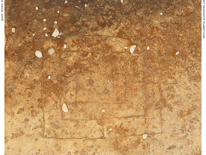 A gameboard carved on a paving stone at the entrance to Hadrian's Library, Athens at My Favourite Planet