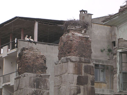 Storks in their nest on ruins of the Byzantine aqueduct in Selcuk, Turkey at My Favourite Planet