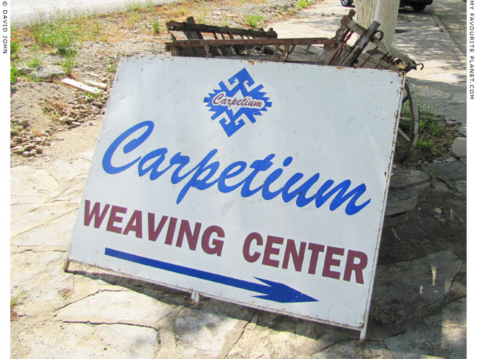A roadside sign advertising a carpet-weaving centre, Selcuk, Turkey at My Favourite Planet