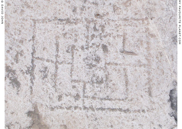 A gameboard carved on a stone block in the Basilica of Saint John, Selcuk, Turkey at My Favourite Planet