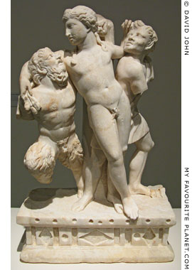 Statue of drunken Dionysus supported by Pan and a satyr at My Favourite Planet