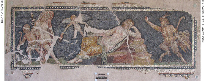 Dionysus, Ariadne and Pan in a floor mosaic, Izmir Archaeological Museum at My Favourite Planet
