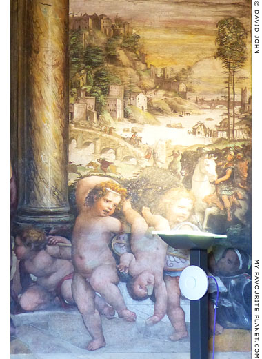 The cupids and landscape on the right side of Sodaoma's fresco at My Favourite Planet