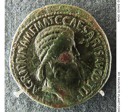 Agrippina Major on a broze coin of Emperor Caligula at My Favourite Planet Agrippina Major on a broze coin of Emperor Caligula at My Favourite Planet