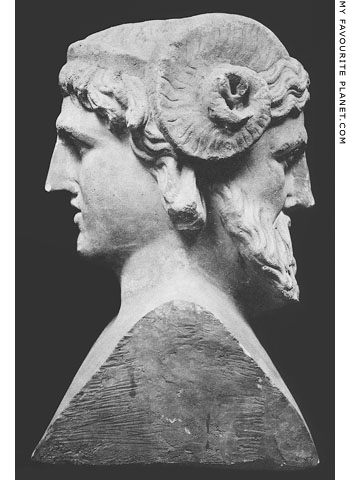 A double herm bust of Alexander the Great and Zeus Ammon at My Favourite Planet