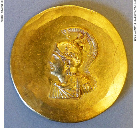 Alexander the Great wearing a helmet on an Aboukir medallion at My Favourite Planet