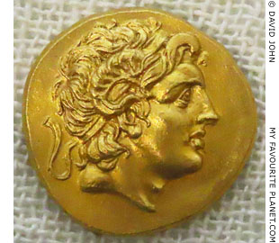 A portrait of Alexander the Great on a gold stater coin at My Favourite Planet