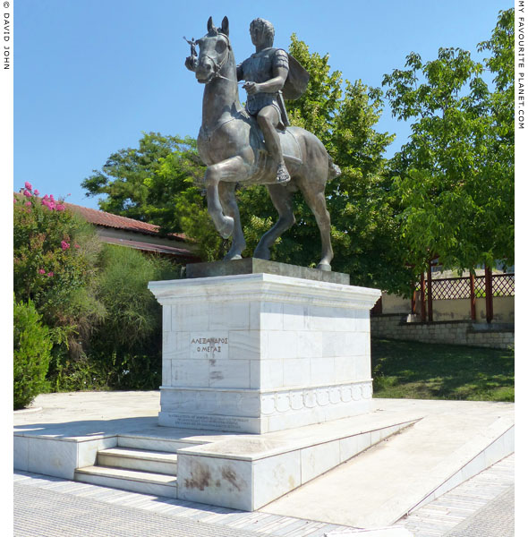 A modern equestrian statue of Alexander the Great in Pella, Macedonia, Greece at My Favourite Planet