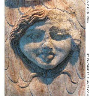 Gorgoneion and aeigis on a Roman statue in Thessaloniki at My Favourite Planet Gorgoneion and aeigis on a Roman statue in Thessaloniki at My Favourite Planet