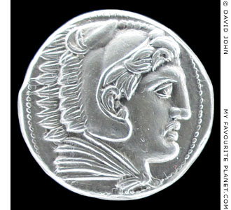 Herakles on a Macedonian silver tetradrachm coin of Alexander the Great at My Favourite Planet