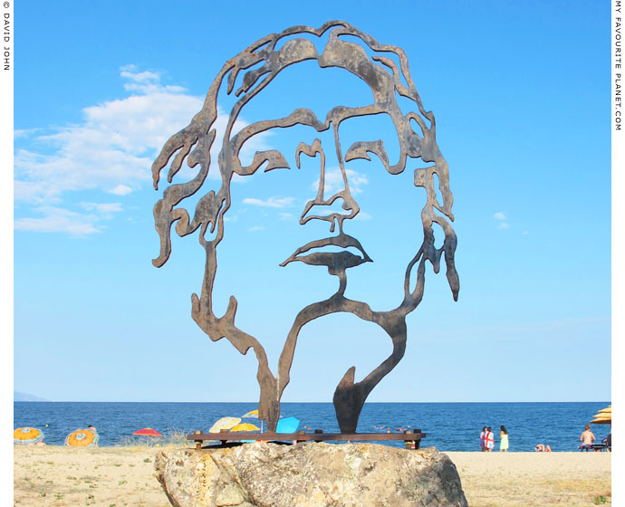 Sculpture of Alexander the Great by Tasos Papadopoulos on Asprovalta beach, Macedonia, Greece at My Favourite Planet
