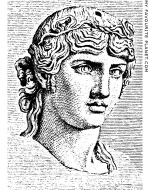 Engraving of the Antinous Mondragone head in Winckelmann at My Favourite Planet