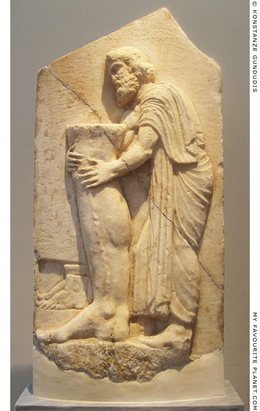 A votive relief dedicated by Lysimachides to Asklepios in Athens at My Favourite Planet