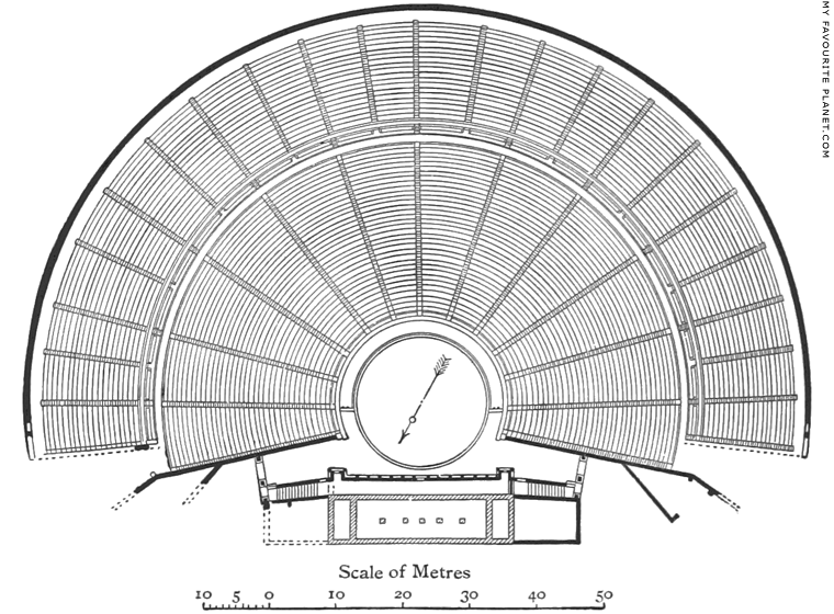 Plan of the theatre in the Sanctuary of Asklepios, Epidauros at My Favourite Planet