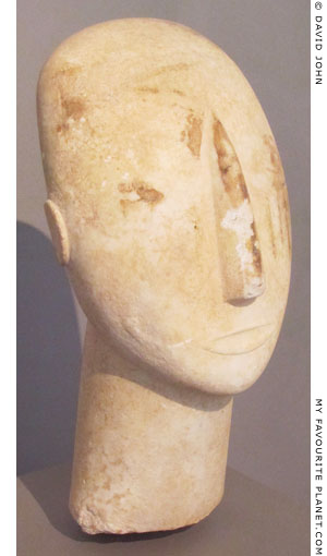 The head of a marble Cycladic statue from Amorgos at My Favourite Planet
