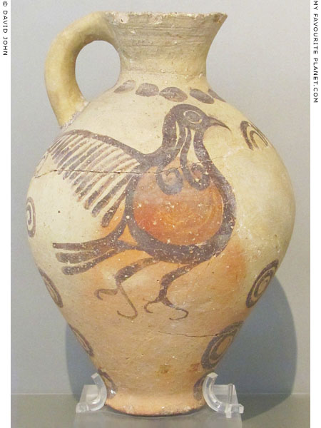 A bird painted on a Cycladic jug at My Favourite Planet