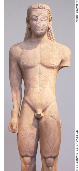 Detail of the kouros statue from Sounion at My Favourite Planet