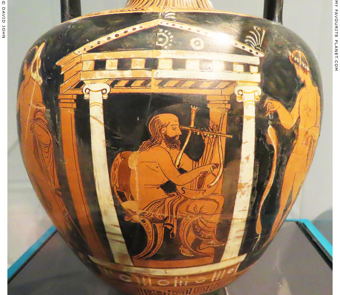 A lyre player on a red-figure amphora by the Primato Painter at My Favourite Planet