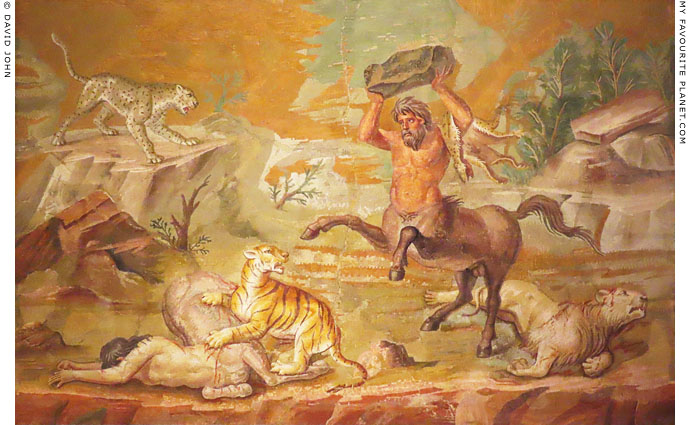 A Roman period floor mosaic of Centaurs fighting a leopard, a tiger and a lion at My Favourite Planet A Roman period floor mosaic of Centaurs fighting a leopard, a tiger and a lion at My Favourite Planet