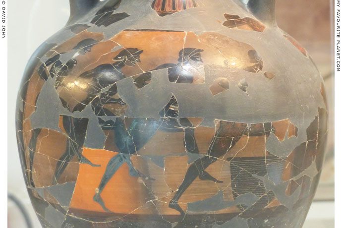 Detail of a Panathenaic amphora showing four runners at My Favourite Planet
