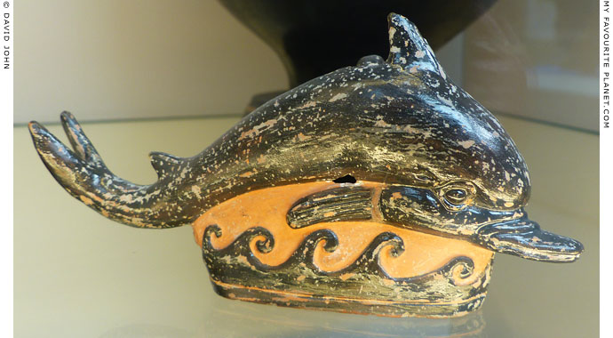 An Apulian ceramic flask in the form of a dolphin leaping over the waves at My Favourite Planet