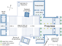 See a plan of the entrance to the Acropolis in the Athens Acropolis photo gallery at My Favourite Planet