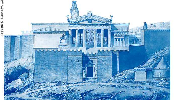 Idealized reconstruction of the west side of the Athens Acropolis 1873 at My Favourite Planet