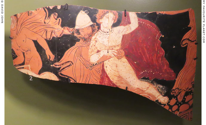 Hades abducting Persephone on a red-figure vessel from Taranto at My Favourite Planet