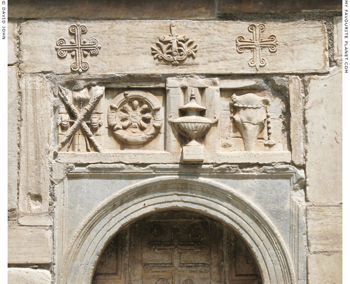 Part of an ancient frieze above the south door of the Little Metropolis, Athens at My Favourite Planet