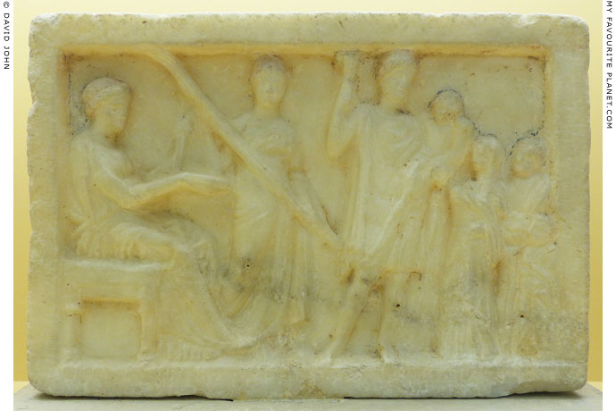 Votive relief of Demeter, Kore, Iakchos and worshippers from City Eleusinion, Athens at My Favourite Planet