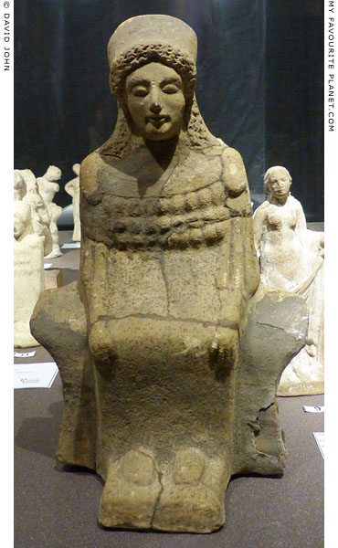 Ceramic statuette of an enthroned goddess wearing a polos, Catania, Sicily at My Favourite Planet