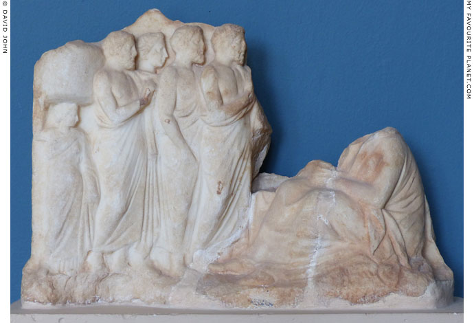 Votive relief depicting Demeter sitting on a rock, receiving her devotees at My Favourite Planet