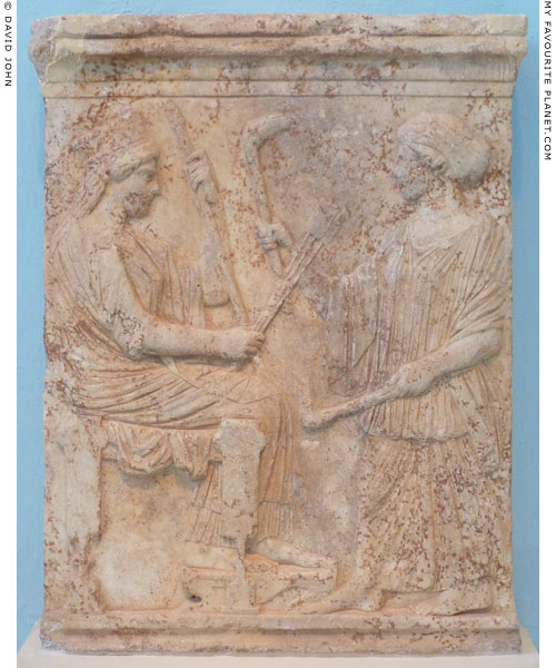 Votive relief depicting Demeter and Persephone, Eleusis, Greece at My Favourite Planet