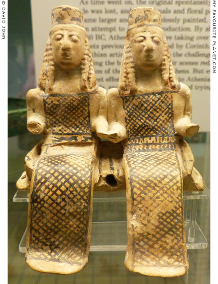 Corinthian terracotta figurines of two females in a cart at My Favourite Planet