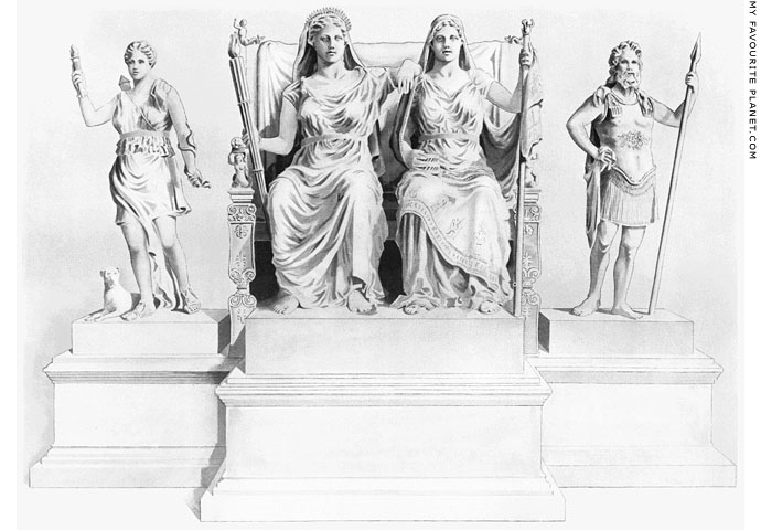 Reconstruction drawing of the Lykosoura statue group at My Favourite Planet