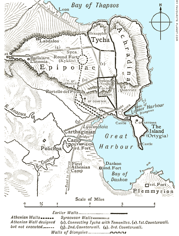 A map of ancient Syracuse, Sicily at My Favourite Planet