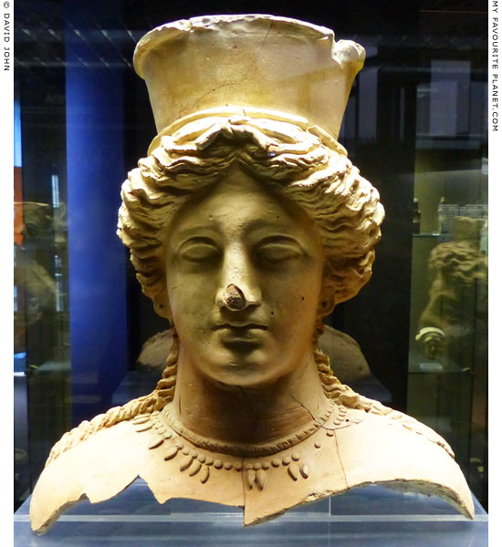 Terracotta bust of a goddess with a polos from Agrigento at My Favourite Planet