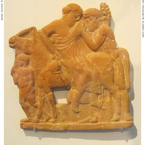 Ceramic relief of drunken Dionysus riding a mule at My Favourite Planet